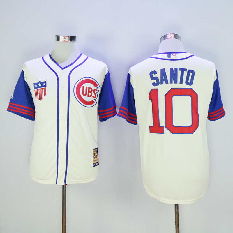 Men Chicago Cubs #10 Santo Cream Throwback 1942 MLB Jerseys